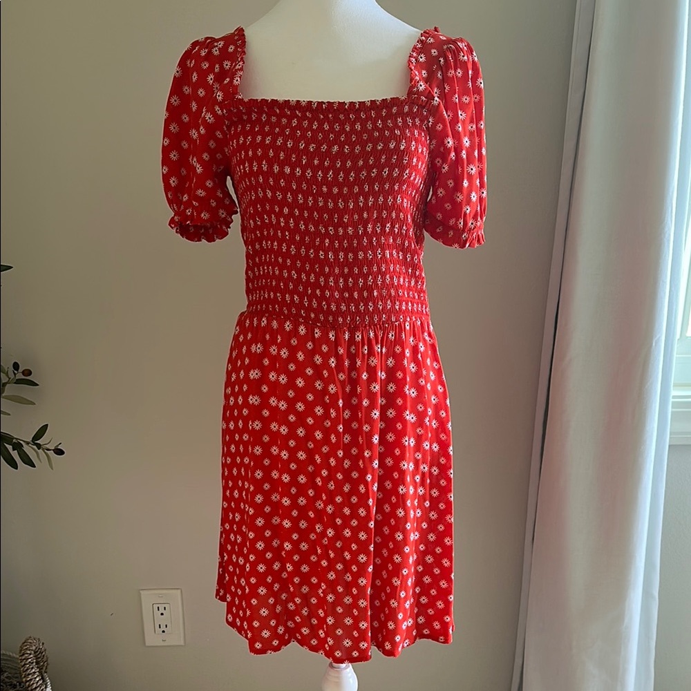 BP Red Floral Smocked Dress